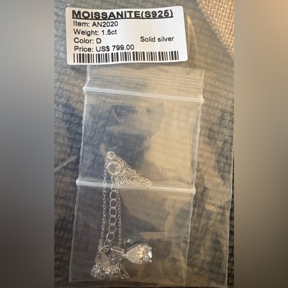 NWT Moissanite Necklace In Sterling Silver Marquis Cut 1.5 Carat - Picture 4 of 4